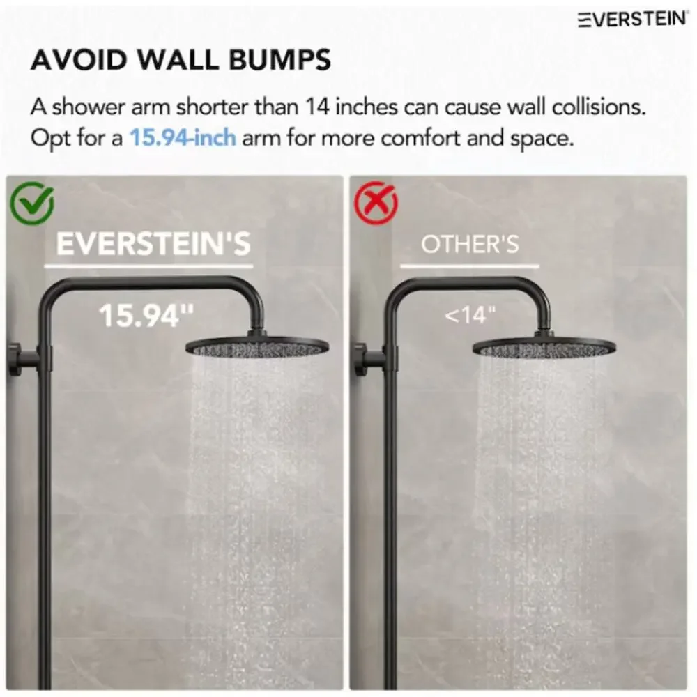 EVERSTEIN Wall Mount Pressure-Balanced Shower System 10 in. Rainfall Shower